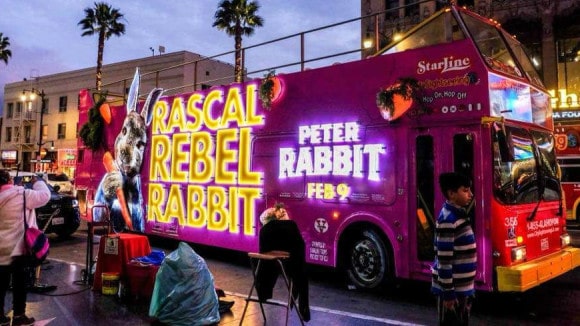 3D Peter Rabbit bus wrap
