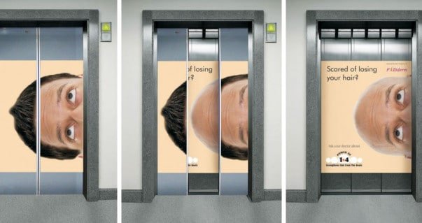 Hair loss Guerilla marketing elevator ad